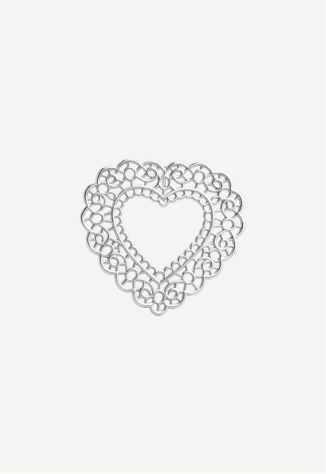 Подвес из серебра "Большое кружевное сердце"