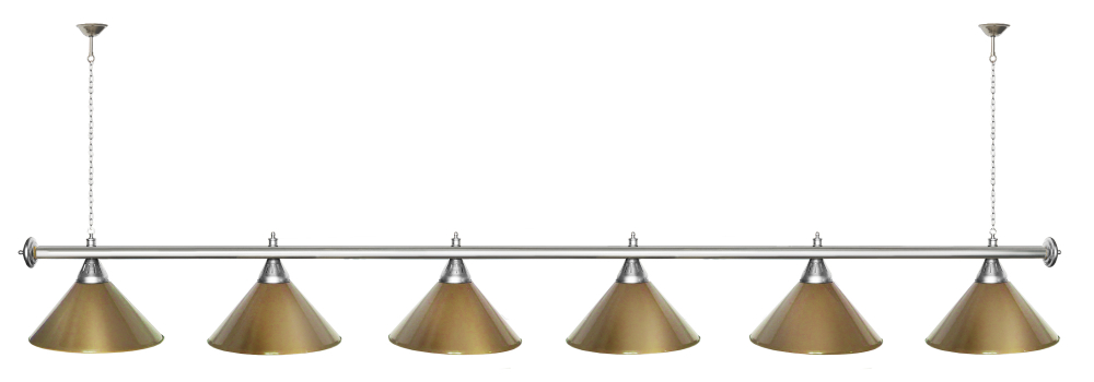 Лампа STARTBILLIARDS 6 пл. (плафоны зеленые,штанга зеленая,фурнитура золото)