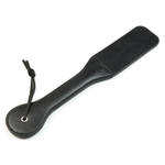 Черная шлёпалка из эко-кожи с надписью - 38 см. (Цвет: черный)