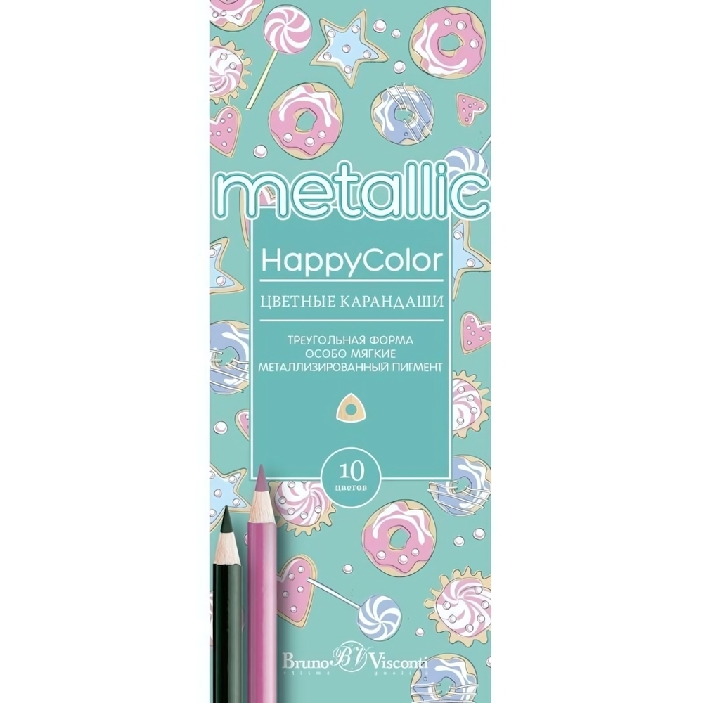 Карандаши 10цв. "HAPPYCOLOR" металлизир в ассорт. (Альт)