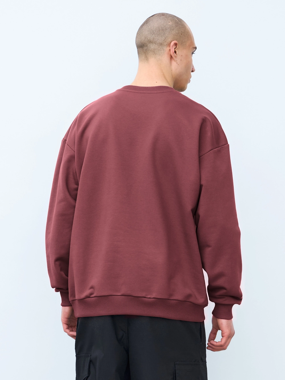 Свитшот оверсайз, без начеса (марсала)