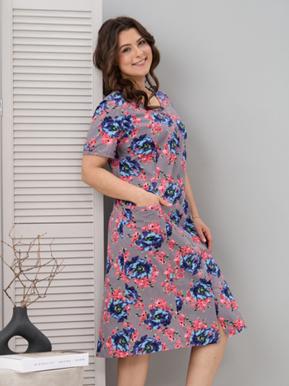 Халат Х-058/серый-голубойпион