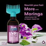 Truebeet Масло для волос Moringa Для успокоения и питания волос с маслом семян Ятаманси и Нима с расческой-апликатором для мужчин и женщин | Для всех типов волос (220 мл)
