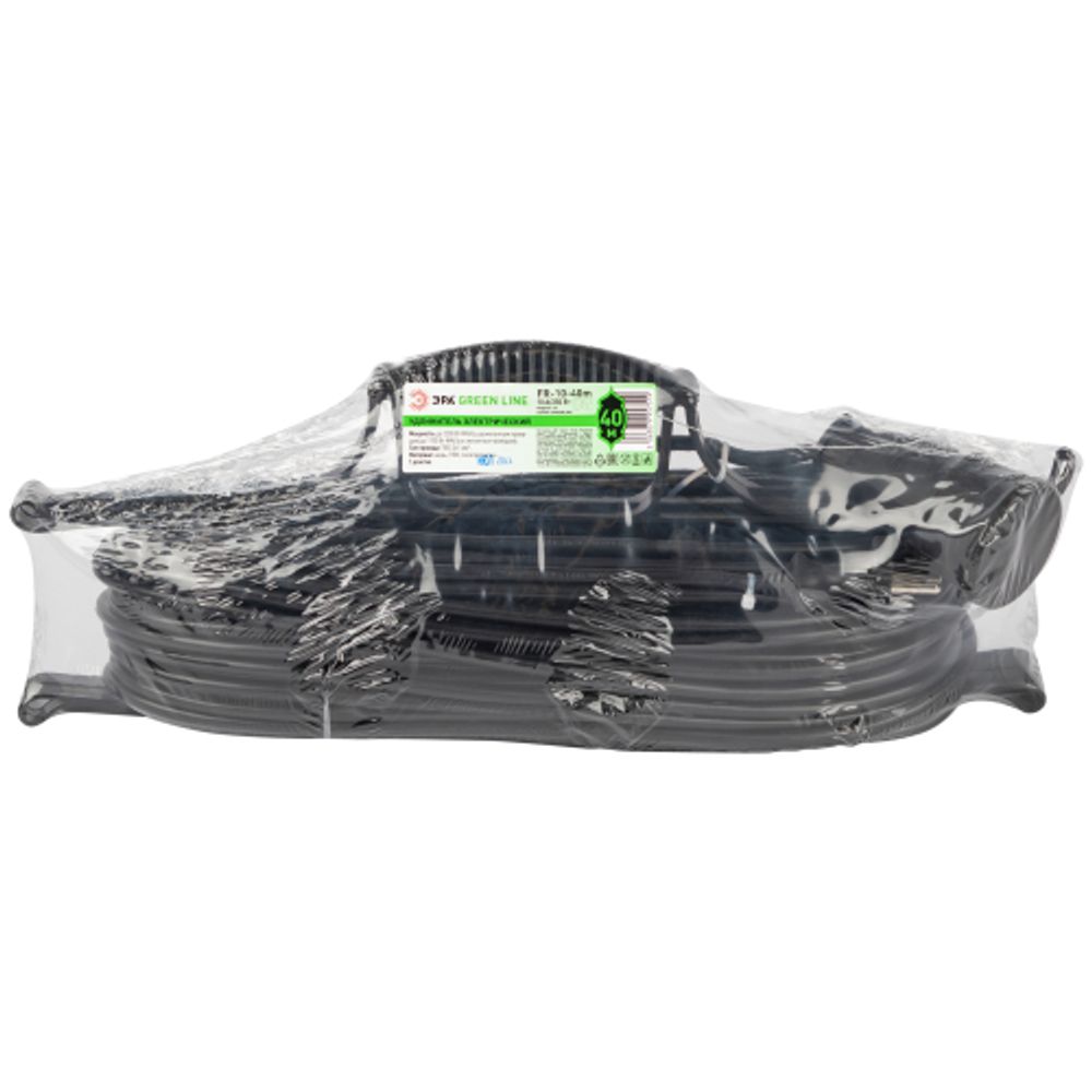 Удлинитель силовой ЭРА GREEN LINE FR-10-40m Greenline на рамке 1 розетка без заземления 40м ПВС 2x1мм2 | Силовые удлинители