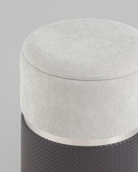 Пуф Кэрри с ящиком серебро шенилл серо-черный