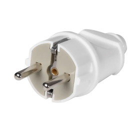 Вилка Smartbuy, прямая с заземлением белая 16А 250В