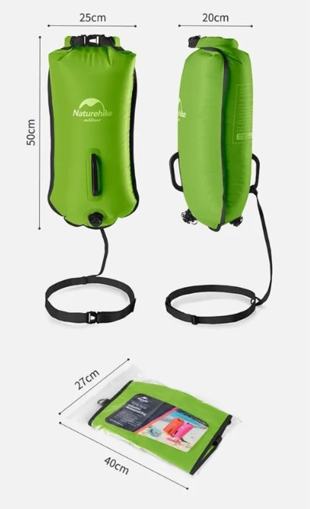 Гермомешок Naturehike туристический 18 л. ярко-зеленый, артикул NH17S001-G-GR, Под заказ