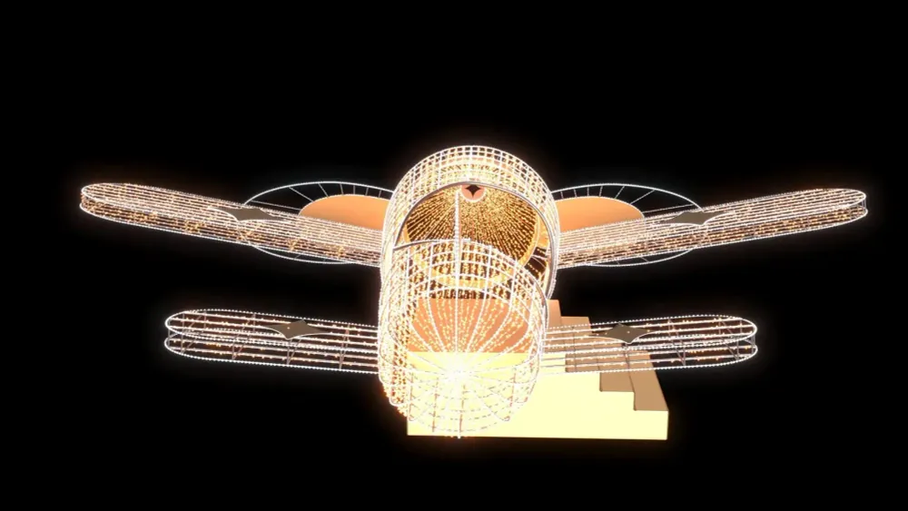 светодиодная конструкция "Самолет" серия золотая