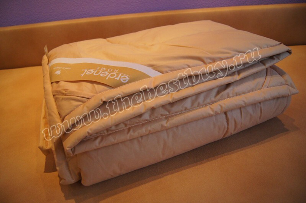 Одеяло стеганое тик со 100% верблюжьей шерстью 200x220  (Арт. ВС52cl00)  - горчичное