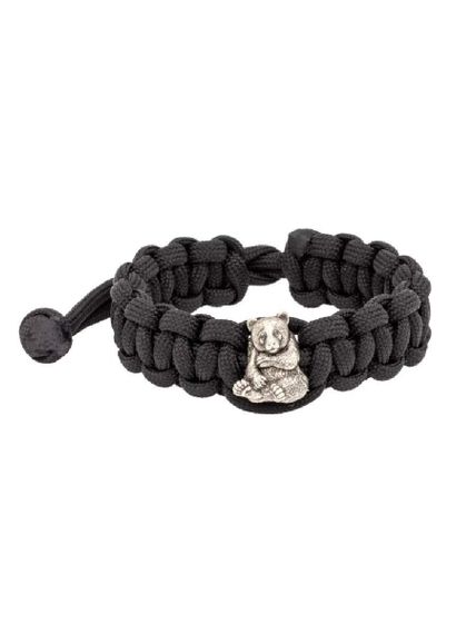 Браслет Баланс из паракорда с шармом Панда из мельхиора, вид спереди