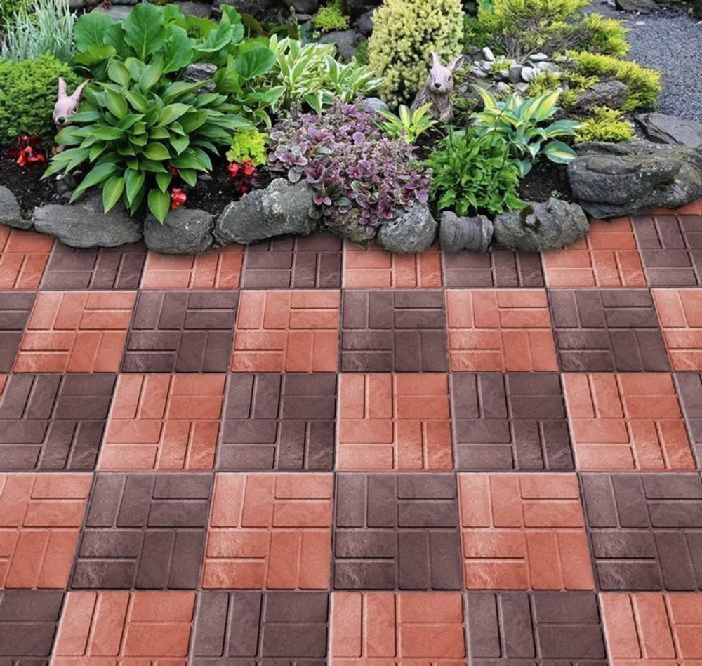 Полимер-песчаная плита тротуарная УНИВЕРСАЛЬНАЯ "8кирпичей" 250x250x20 (коричневый)