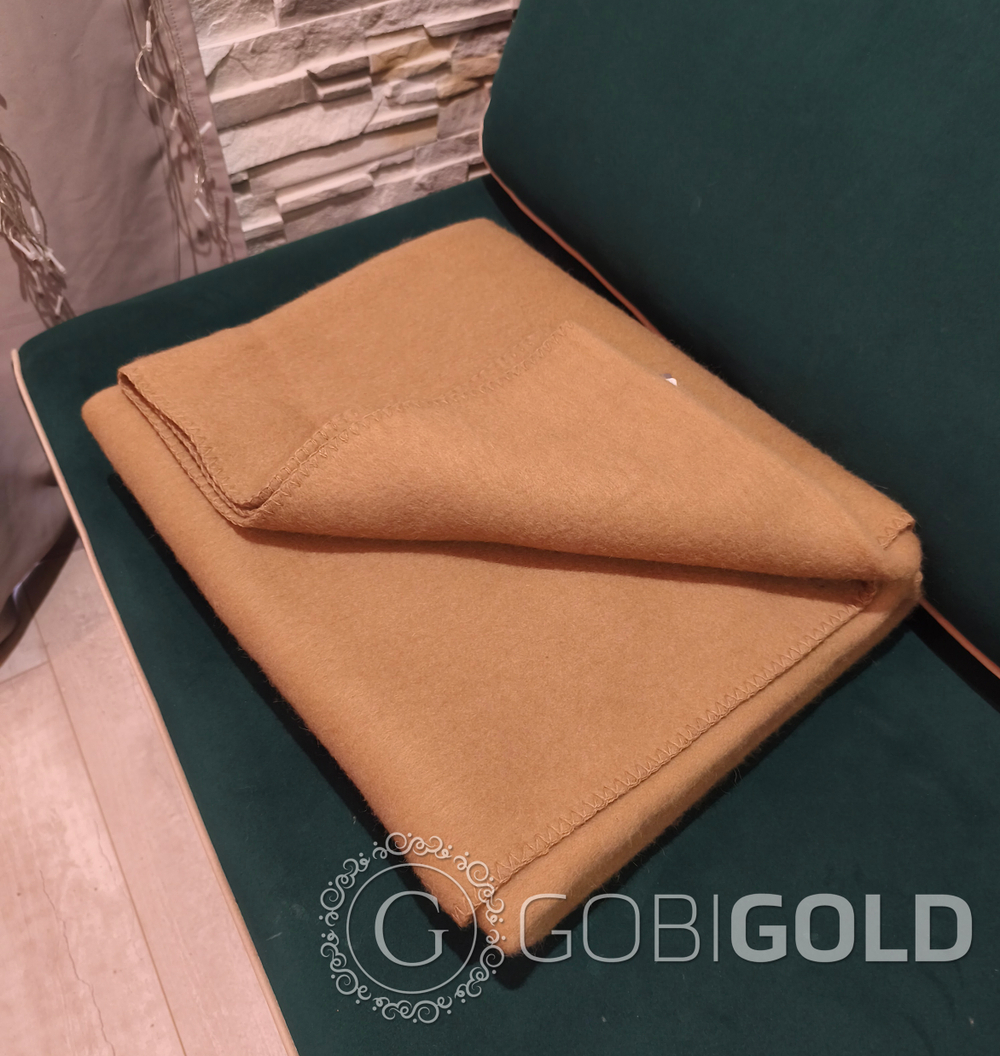 Одеяло тканое из 100% верблюжьей шерсти 150х200 (оверлок) - камел