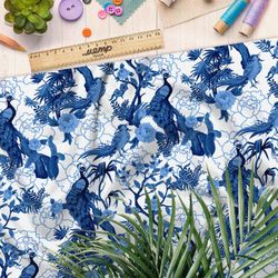 Ткань барби синие павлины