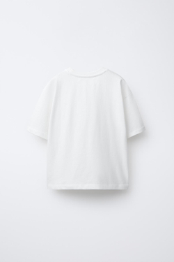 ZARA ФУТБОЛКА С ЦИФРОЙ И СТРАЗАМИ, БЕЛЫЙ