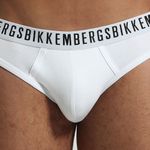 Мужские трусы брифы набор 3 в 1 белые с белой резинкой Bikkembergs BKK1USP02TR0000