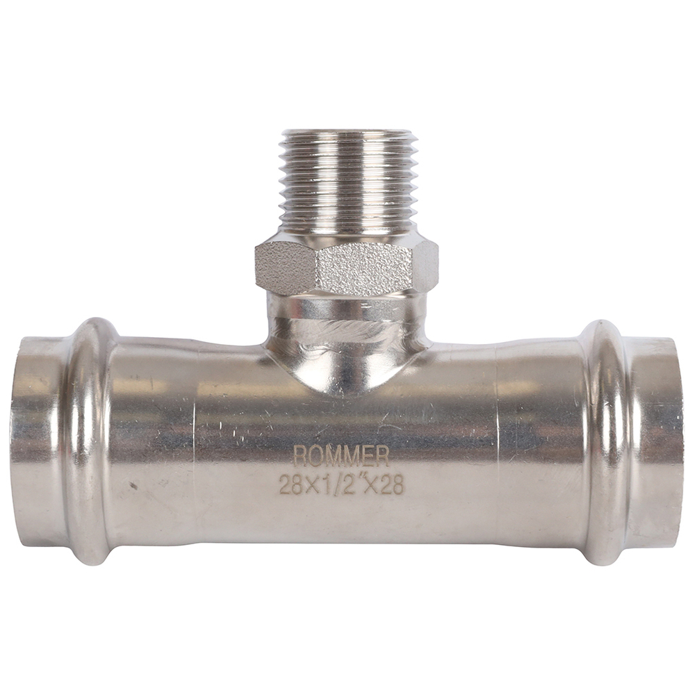ROMMER Тройник с НР 28x1/2" из нержавеющей стали прессовой