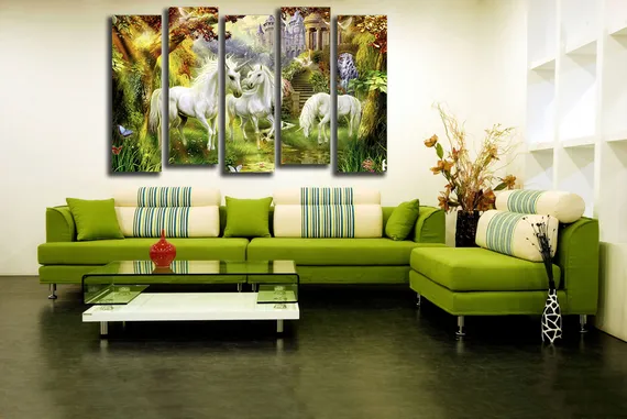 Модульная картина "Сказочные единороги"