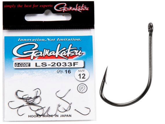 Крючки Gamakatsu LS-2033F NEW LABEL EYED HOOKS BLACK разм. 12 16шт.