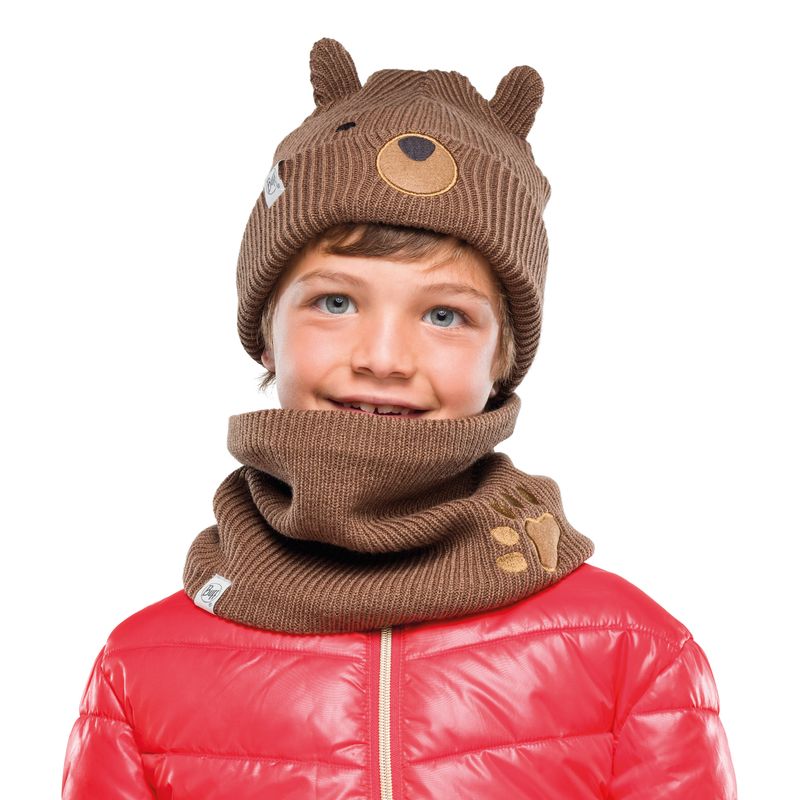 Вязаный шарф-труба с флисом детский Buff Neckwarmer Knitted Polar Funn Bear Fossil Фото 2