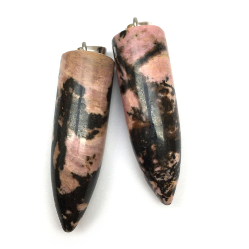 Подвеска "Пуля" из родонита 45х13 мм