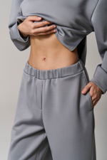 Брюки трикотажные wide leg серые