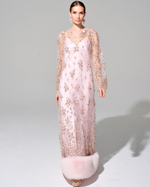 Платье "Лейла" с меховой отделкой и вышивкой ручной работы