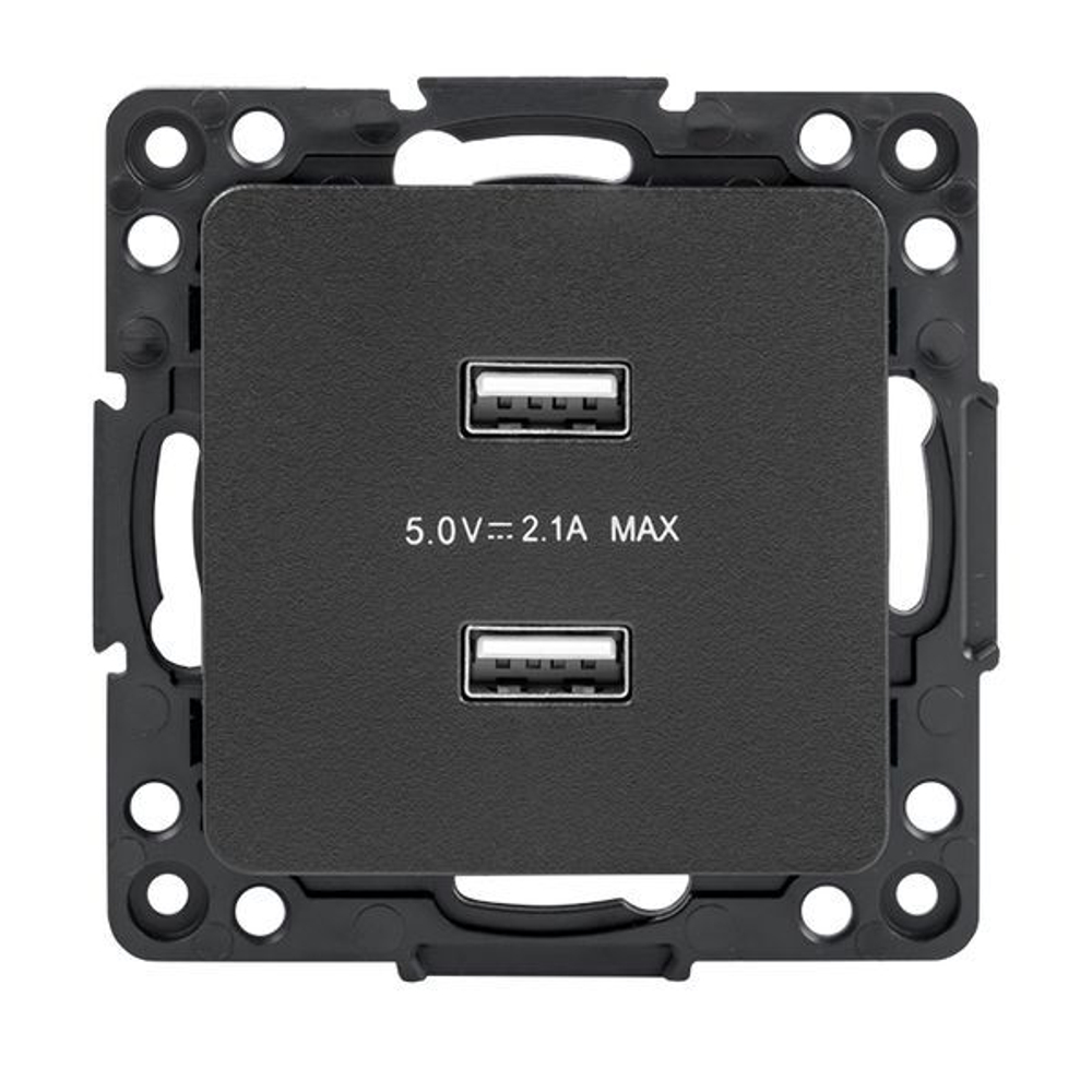 Стокгольм Механизм Розетки USB 2-местной 2,1А винтовые клеммы черный EKF PROxima