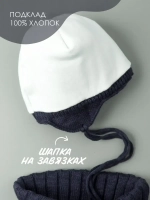 Шапка зимняя для мальчика на завязках и снуд