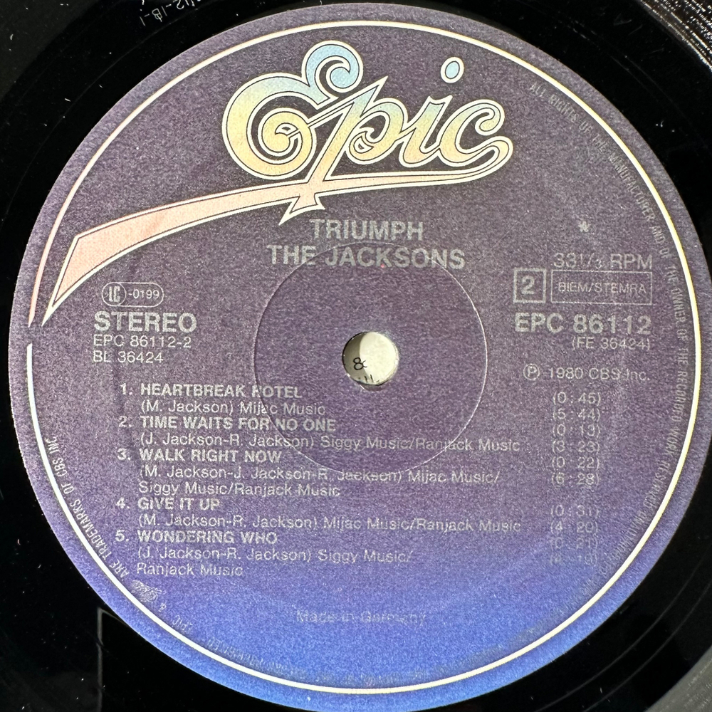 The Jacksons ‎– Triumph (Европа 1980г.)
