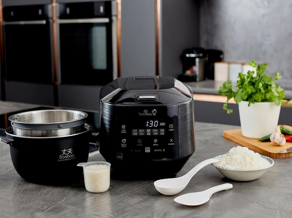 Yum Asia Рисоварка Yum Asia Bamboo Rice Cooker, 8 чашек, 1.5 л ( Anthracite Black)
