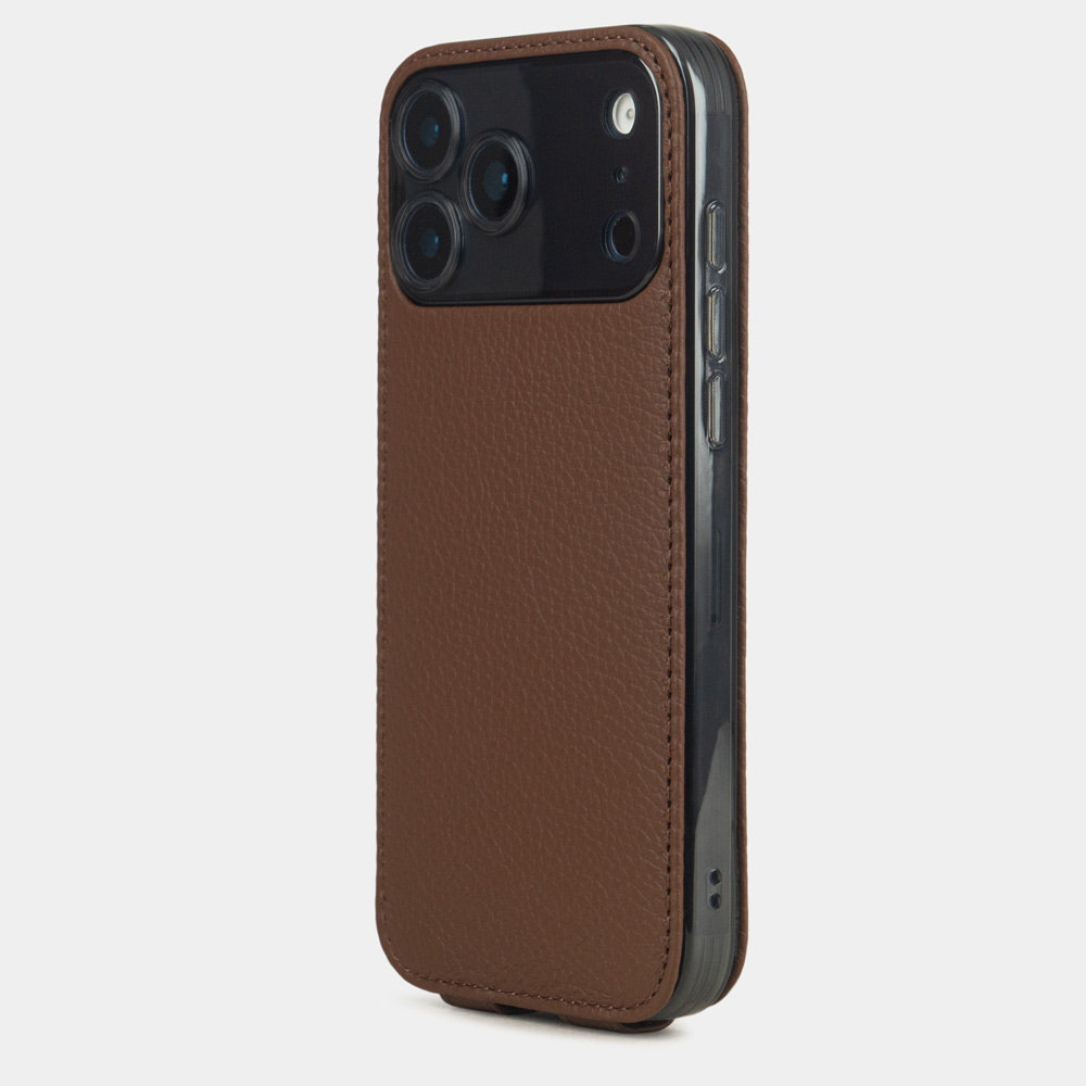 Кожаный чехол для iPhone 17 Pro Max, теленок цвета шоколад