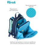 Ранец Först F-Top "Blue hedgehock" 36*28*15 см, 2 отделения, 2 кармана, анатомическая спинка