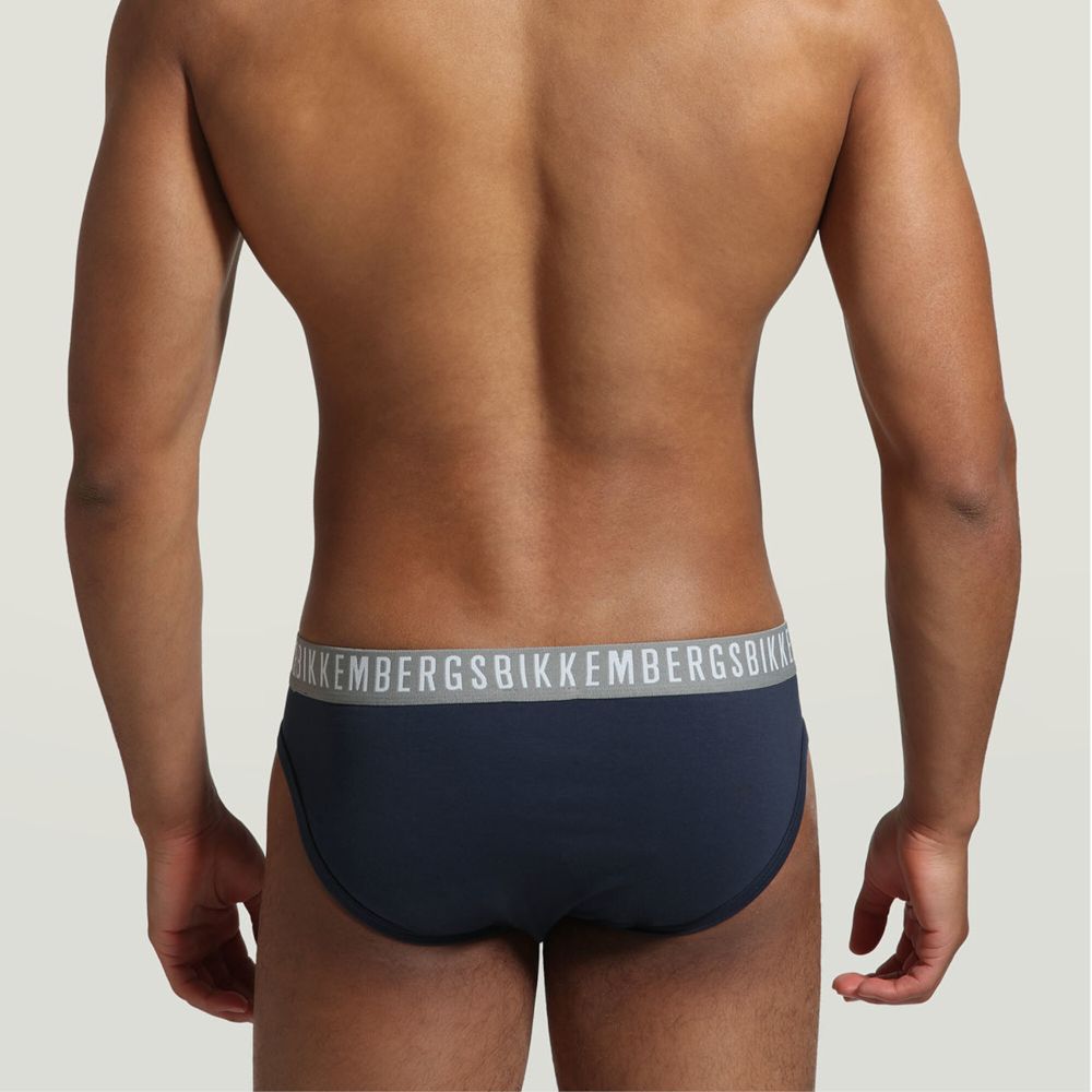 Мужские трусы брифы синие набор 3 в 1 Bikkembergs CLASSIC BKK1USP02TR