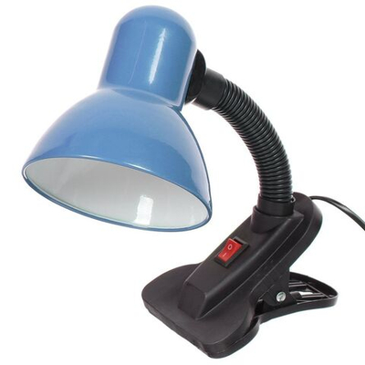 Светильник настольный на прищепке, E27, 60 Вт, синий, Lofter, 108B-blu/270783