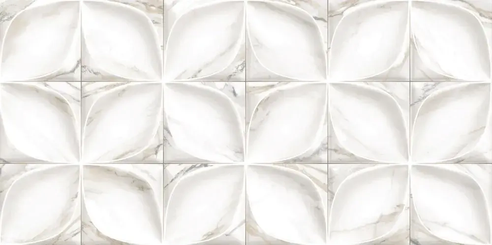 Настенная плитка ALMA Ceramica TWU09LAR014 Laura 50x24.9 белая глянцевая рельефная под мозаику