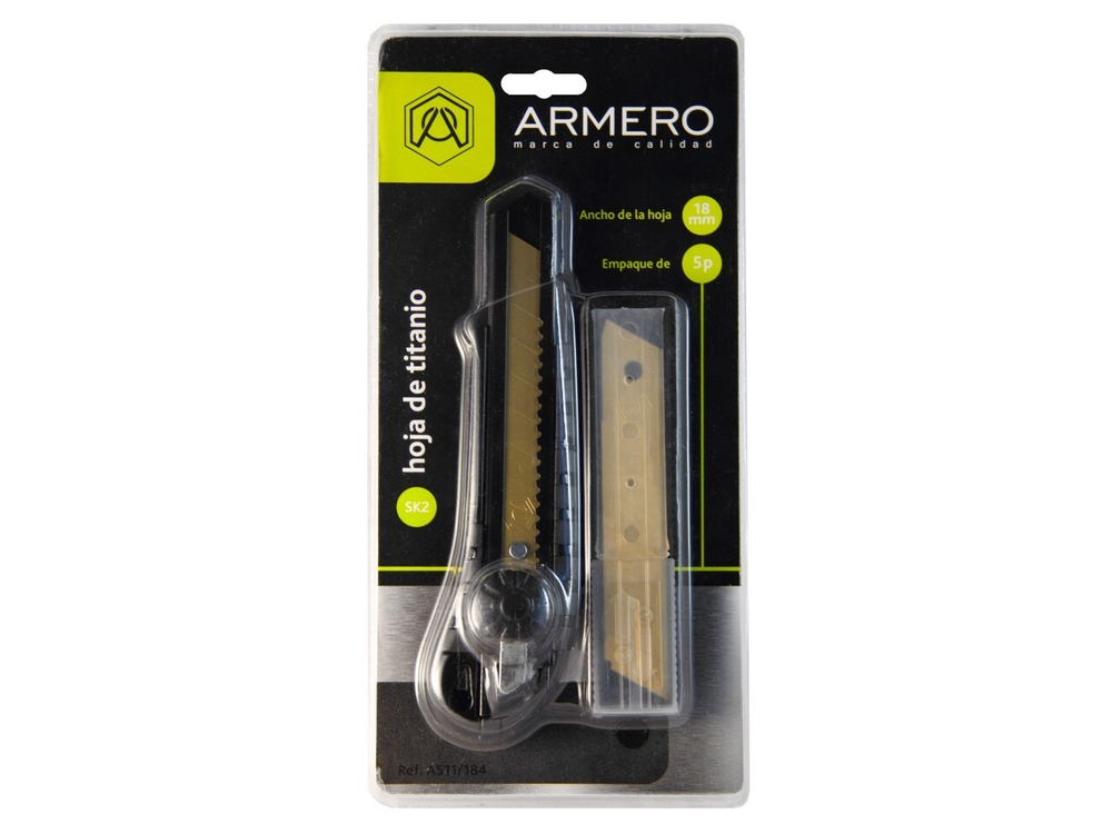 Нож Armero A511/184 с лезвием 18 мм + лезвия Tytan 5 шт