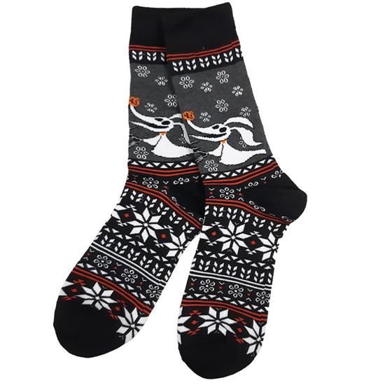 Носки Кошмар перед Рождеством Джек и Зеро, р-р 38-44 (серый/черный)