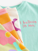 Футболка для девочки Next E65-357, 4 шт., Хаки, Бирюзовый, Молочный