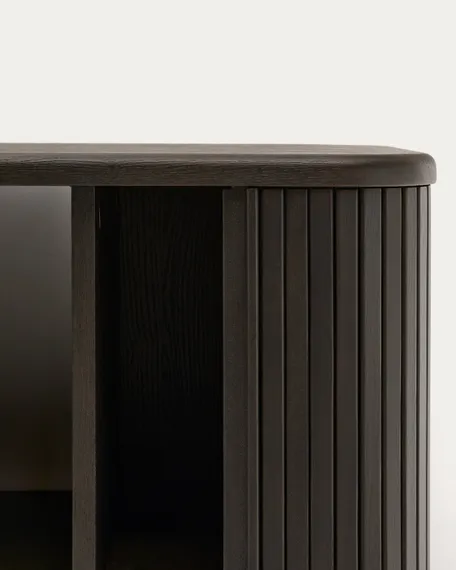 Шкафчик для ванной Mailen из ясеневого шпона в темной отделке, 90 x 45