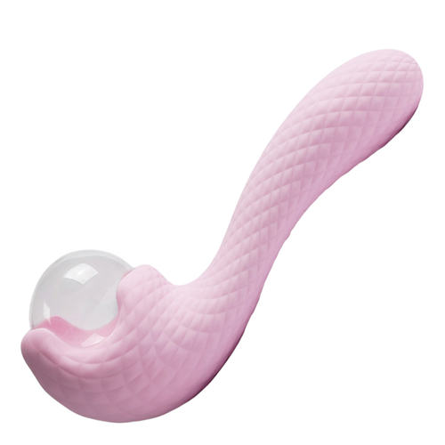 Розовый вибромассажёр 18см с электростимуляцией Youvic DF1010 Pink