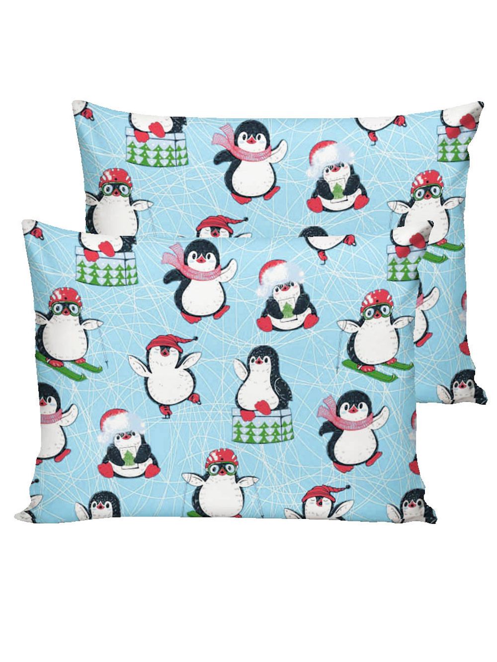 Наволочка комплект 2шт бязь Сказка "Веселые пингвины" 50x70 см на молнии
