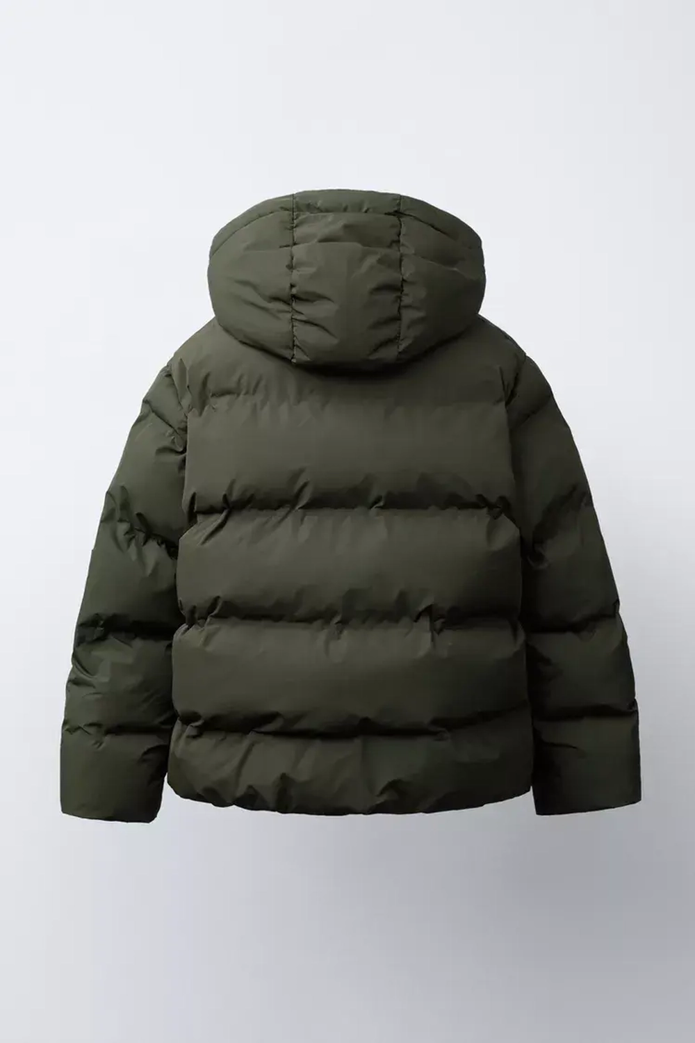 ZARA СТЕГАНАЯ КУРТКА С НАШИВКОЙ WATER REPELLENT, СВЕТЛЫЙ ХАКИ