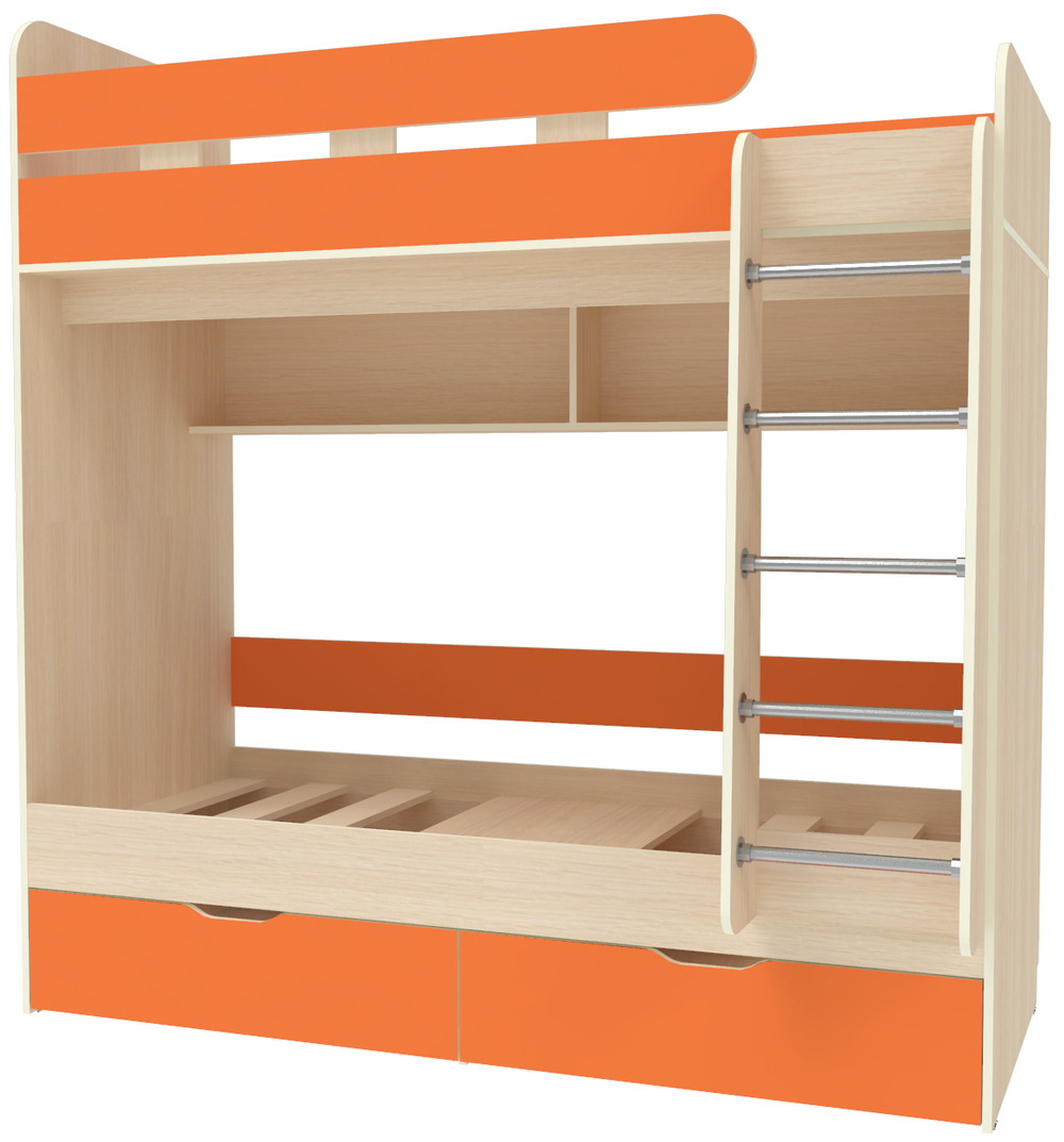 Двухъярусная кровать КарИВи Юниор 5 80x160  Дуб Молочный Оранжевый