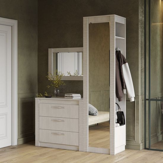 Прихожая Вешалка МОНАКО ВШ-05 ясень белый/F12 (560x2200x460) /2/