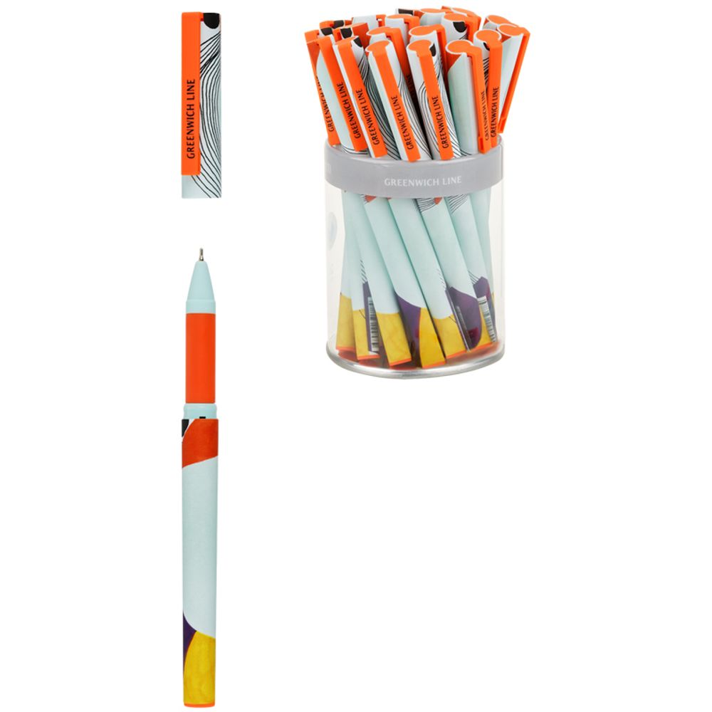 Ручка шариковая Greenwich Line "Abstract pattern" синяя, 0,7мм, игольчатый стержень, грип, софт-тач