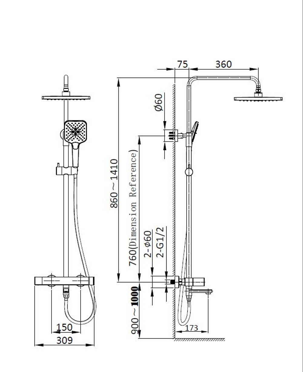 Душевая стойка Vincea Cube VSFS-1C1BG с изливом, брашированное золото