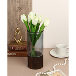 Ваза, 10x25 см, стекло, дерево