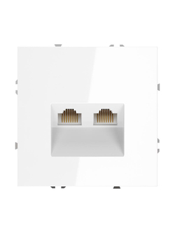 Розетка компьютерная 2-м СП S70 RJ45 + RJ45 кат.6 механизм бел. глянцевый Voltum VLS060201