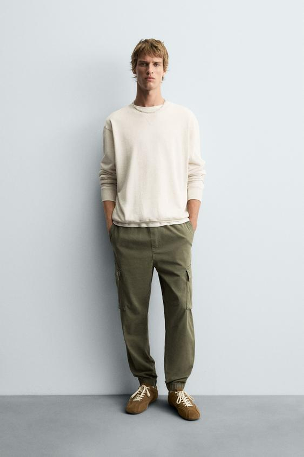 ZARA БРЮКИ КАРГО SLIM FIT, ХАКИ