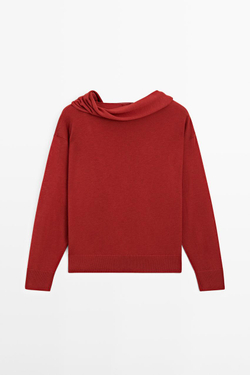 Massimo Dutti Кардиган с воротником-шалью и застежкой на пуговицы, красный
